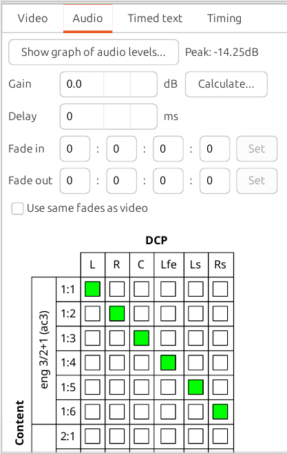 Audio settings tab