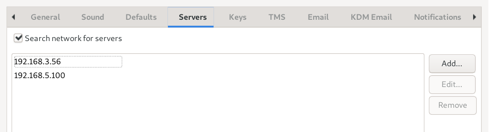 Servers preferences