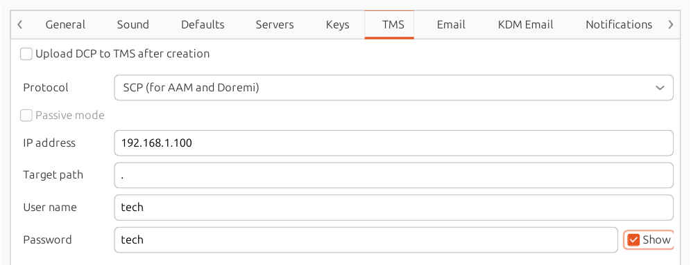 TMS preferences