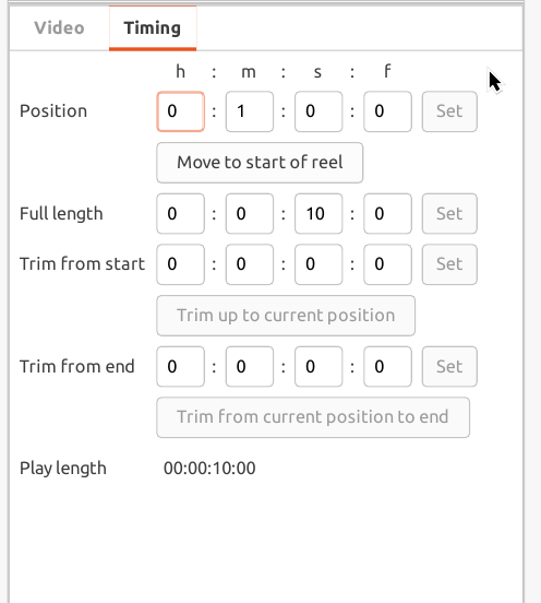 Timing settings tab